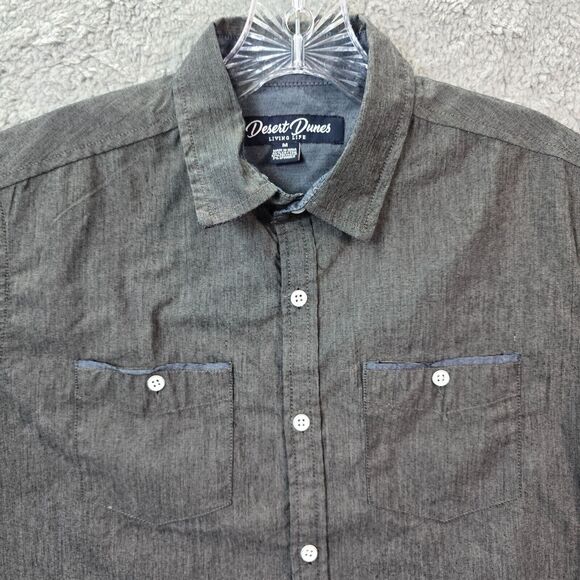 Desert Dunes Men's Gray Button Up Short Sleeve Shirt Size M - Picture 2 of 11